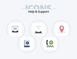 Help And Support Flat Icon Pack 5 Icon Design. productivity. device. interface. help. contact vector