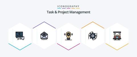 Task And Project Management 25 FilledLine icon pack including technology. project. idea. money. setting vector