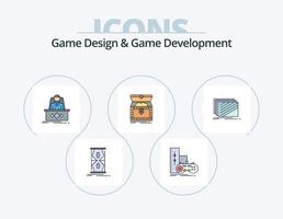 diseño de juegos y línea de desarrollo de juegos llenos de paquete de iconos 5 diseño de iconos. mundo. conectado. maestro. guion. desarrollador vector