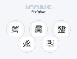 Firefighter Line Icon Pack 5 Icon Design. fire. fire. house. bell. alarm vector