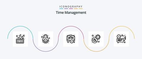 Time Management Line 5 Icon Pack Including tea. break. secure. time. case vector