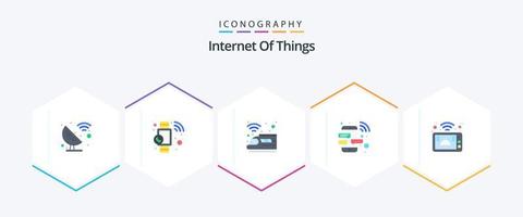 Internet Of Things 25 Flat icon pack including smart. message. internet. device. transport vector