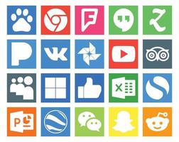 20 Social Media Icon Pack Including powerpoint excel youtube like myspace vector