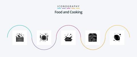 paquete de iconos de glifo de alimentos 5 que incluye. limón. basura. alimento. restaurante vector