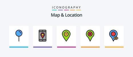Map and Location Line Filled 5 Icon Pack Including . map. navigation. cell. pointer. Creative Icons Design vector