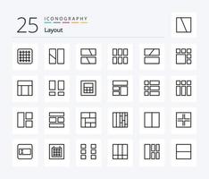 Layout 25 Line icon pack including frame. wireframe. website. calculator. layout vector