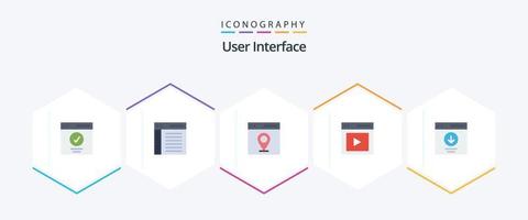 Interfaz de usuario Paquete de 25 iconos planos que incluye interfaz. comunicación. interfaz. mapa vector