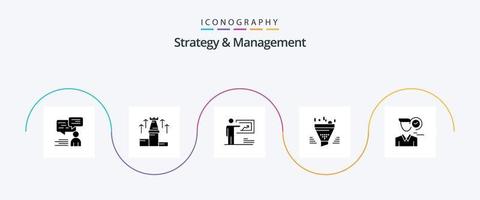 Strategy And Management Glyph 5 Icon Pack Including sort. filter. chess. man. strategy vector