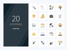 20 Labor Day Flat Color icon for presentation vector