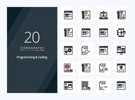 20 Programming And Coding line Filled icon for presentation vector