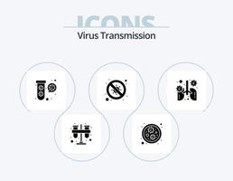 Virus Transmission Glyph Icon Pack 5 Icon Design. breath. no. bacteria. forbidden. bacteria vector