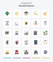 creativo paquete de iconos planos ramadan 25 como la noche. media luna dios. luna. caridad vector
