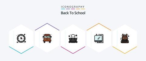 Back To School 25 FilledLine icon pack including school. bag. clip. back to school. computer vector