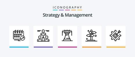 paquete de iconos de línea 5 de estrategia y gestión que incluye bandera. punto. todo. mapa. configuración diseño de iconos creativos vector