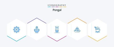 Pongal 25 Blue icon pack including dessert. bowl. ligh. pottery. india vector