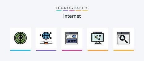 la línea de Internet llenó el paquete de 5 íconos que incluye compartir. conexión. error. tecnología. Internet. diseño de iconos creativos vector