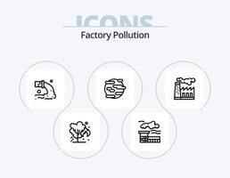 Factory Pollution Line Icon Pack 5 Icon Design. breathe. smoke. emission. pollution. fire vector