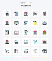 Creative Smart Home 25 Flat icon pack  Such As network protection. data. security. cyber security. plug vector