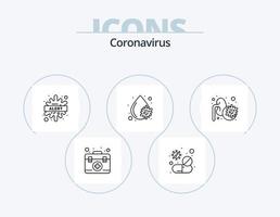paquete de iconos de línea de coronavirus 5 diseño de iconos. lavado a mano. virus. mundial. bol. virus vector