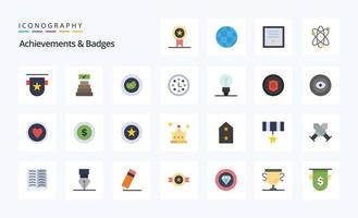 25 Achievements  Badges Flat color icon pack vector