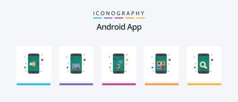 Android App Flat 5 Icon Pack Including interaction. apps. app. app. wifi. Creative Icons Design vector