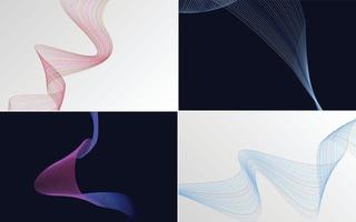 Add depth to your design with this set of 4 waving line vector backgrounds