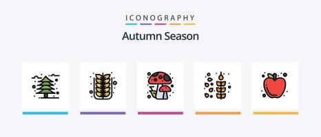 la línea de otoño llenó el paquete de 5 íconos que incluye la hoja. árbol. otoño. estación. botánico. diseño de iconos creativos vector