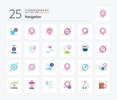 Navigation 25 Flat Color icon pack including location. gps. checked. crosshairs. map vector