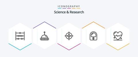Science 25 Line icon pack including . . target. science. beat vector