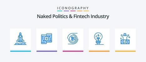 Naked Politics And Fintech Industry Blue 5 Icon Pack Including idea. finance. phone. fintech innovation. cryptocurrency. Creative Icons Design vector