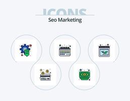 línea de marketing seo paquete de iconos llenos 5 diseño de iconos. de primera calidad. apuntando representante. SEO marketing vector