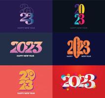 Big Collection of 2023 Happy New Year symbols Cover of business diary for 2023 with wishes vector