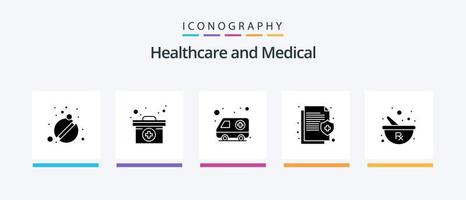 paquete de iconos de glifo médico 5 que incluye tazón. médico. ambulancia. seguro. salud. diseño de iconos creativos vector