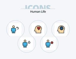 Human Line Filled Icon Pack 5 Icon Design. padlock. human. energy. body. thought vector