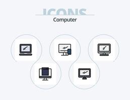 paquete de iconos llenos de línea de computadora 5 diseño de iconos. monitor. imac. ordenador personal. dispositivo vector