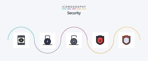 Paquete de 5 iconos planos llenos de línea de seguridad que incluye . blindaje. blindaje vector