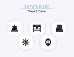 diseño de iconos llenos de mapas y líneas de viaje paquete de iconos 5. . ruta. puntero vector