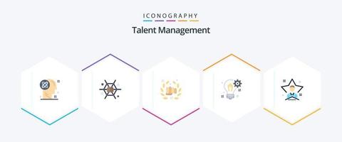 Talent Management 25 Flat icon pack including solution. bulb. brainstorming. fist. punch vector