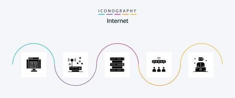 Internet Glyph 5 Icon Pack Including criminal. team. database. sharing. group vector