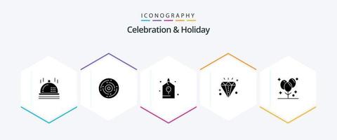 paquete de iconos de 25 glifos de celebración y vacaciones que incluye celebración. día festivo. cumpleaños. evento. celebracion vector