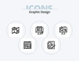 Graphic Design Line Icon Pack 5 Icon Design. paint roller. computer. book. computer. editing vector