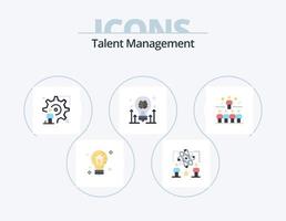 Talent Management Flat Icon Pack 5 Icon Design. bulb. brain. man. update. configuration vector