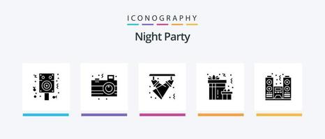 Night Party Glyph 5 Icon Pack Including celebration. night. celebration. celebration. night. Creative Icons Design vector