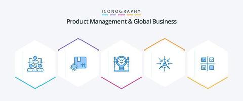 Product Managment And Global Business 25 Blue icon pack including focus. choice. gear. candidate. generation vector