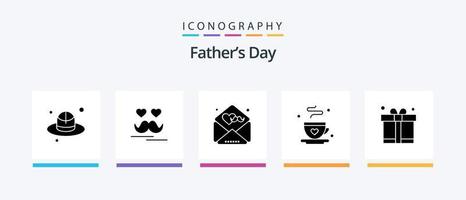 Fathers Day Glyph 5 Icon Pack Including father. gift. fathers. fathers day. dad. Creative Icons Design vector