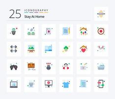 Stay At Home 25 Flat Color icon pack including stay at home. people. cards. editing. copywriting vector