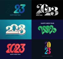 Big Collection of 2023 Happy New Year symbols Cover of business diary for 2023 with wishes vector