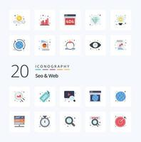 20 Seo  Web Flat Color icon Pack like hosting seo video internet webpage vector