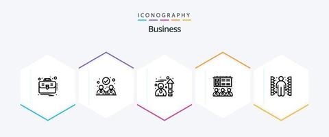 Business 25 Line icon pack including . maze. performance. complication. training vector