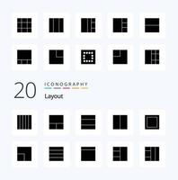 20 Layout Solid Glyph icon Pack like  Layer  view wireframe scale vector